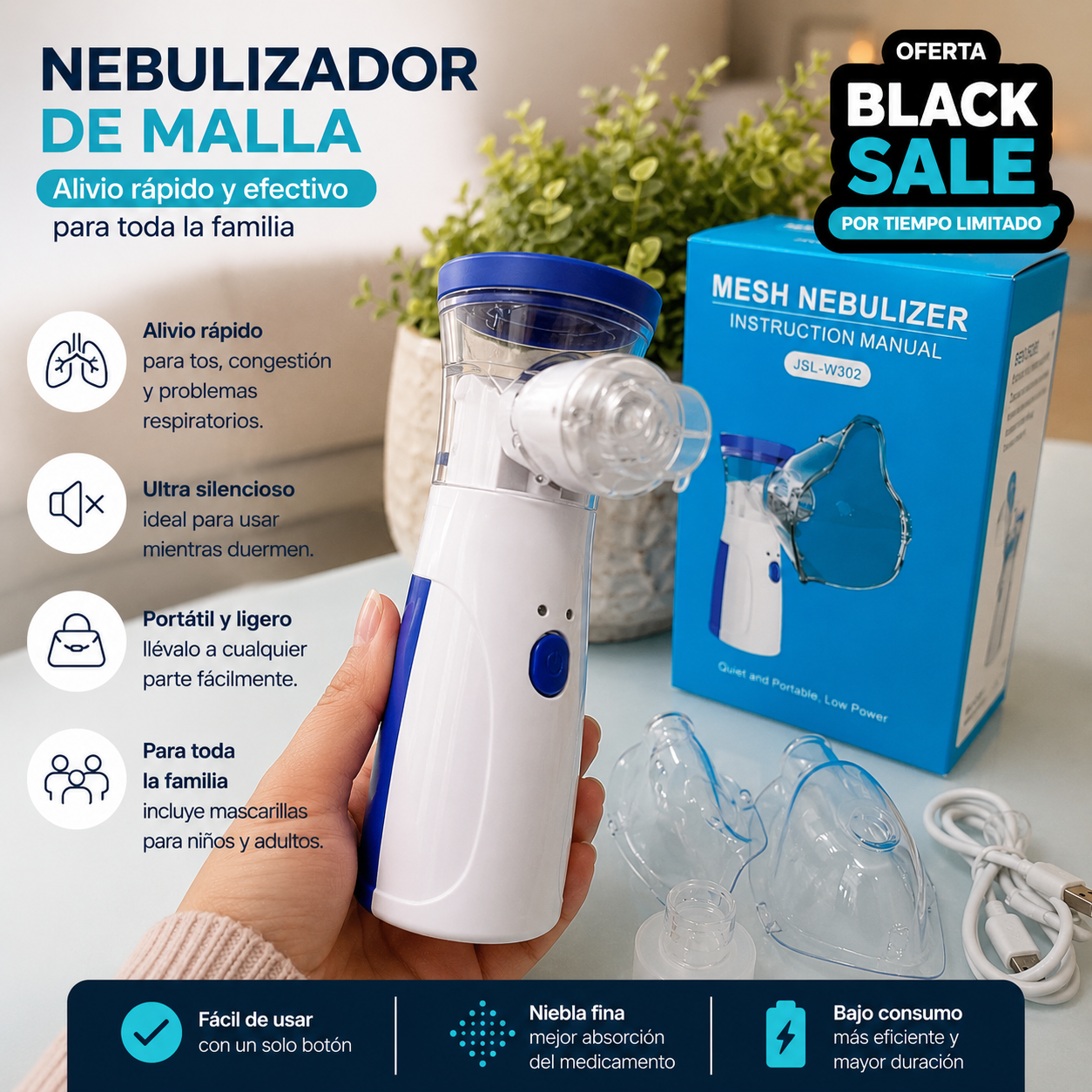 ❤️Nebulizador portátil inhalador - Respira con Tranquilidad