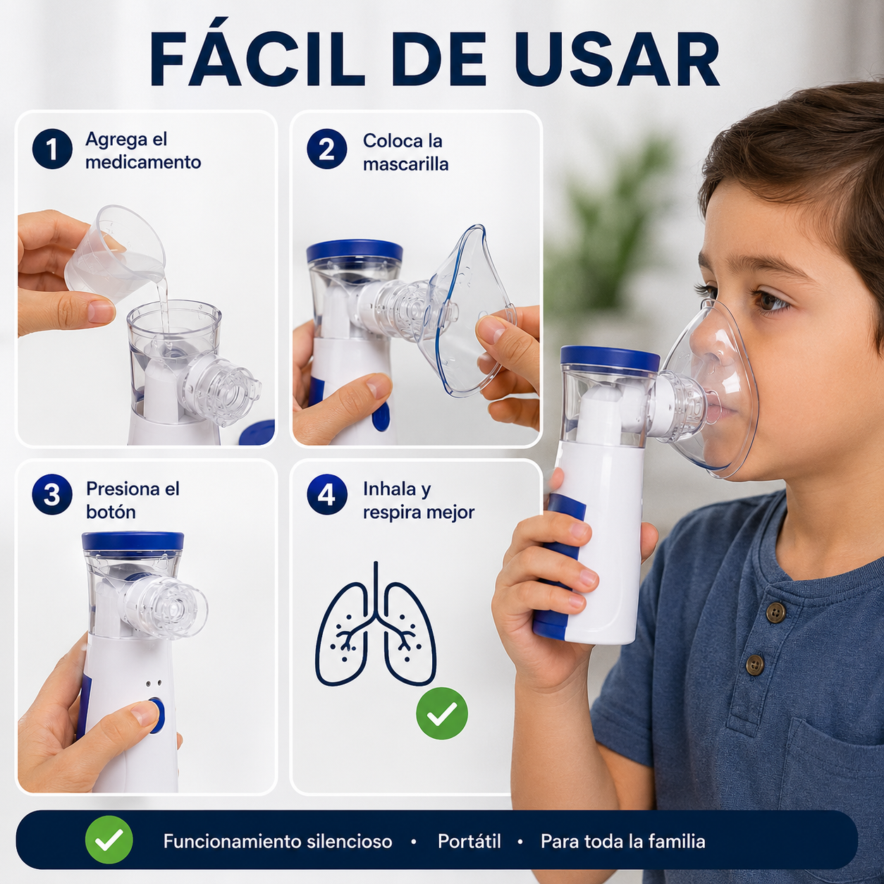 ❤️Nebulizador portátil inhalador - Respira con Tranquilidad