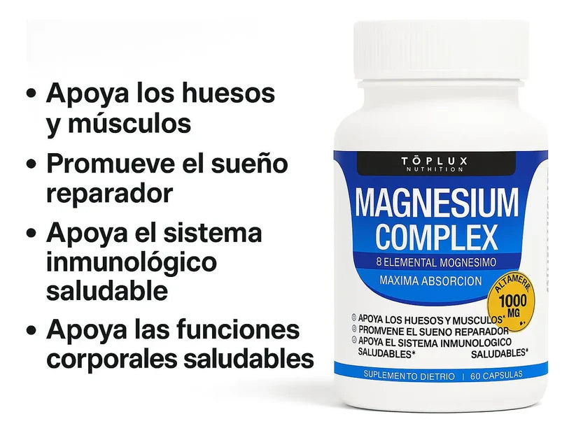 MAGNESIO COMPLEX 600mg – RECUPERA TU ENERGIA Y COMBATE EL DESGASTE DEL DIA!